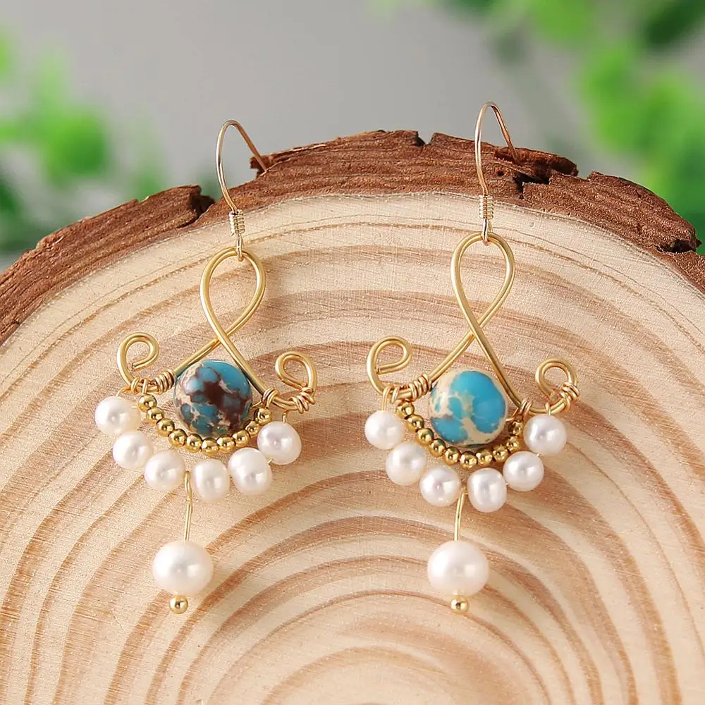 

Handmade Creative Design Retro Drop Earrings For Women Gift Party Freshwater Pearl Earrings Light Luxury Jewelry