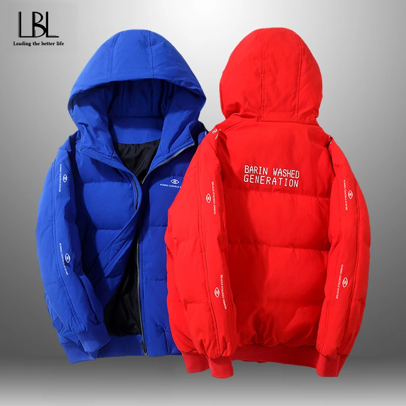 Men Fashion Hooded Thicken White Duck Down Jackets Male Winter Casual Warm Loose Parka Coat Man Puffer Jacket Windproof Overcoat | Мужская