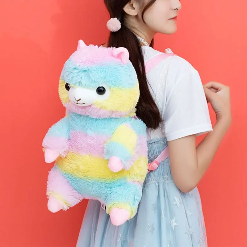 3D Cute Plush Animal Backpack Alpaca Llama Bag Toddler Daypack Children Schoolbag A69C