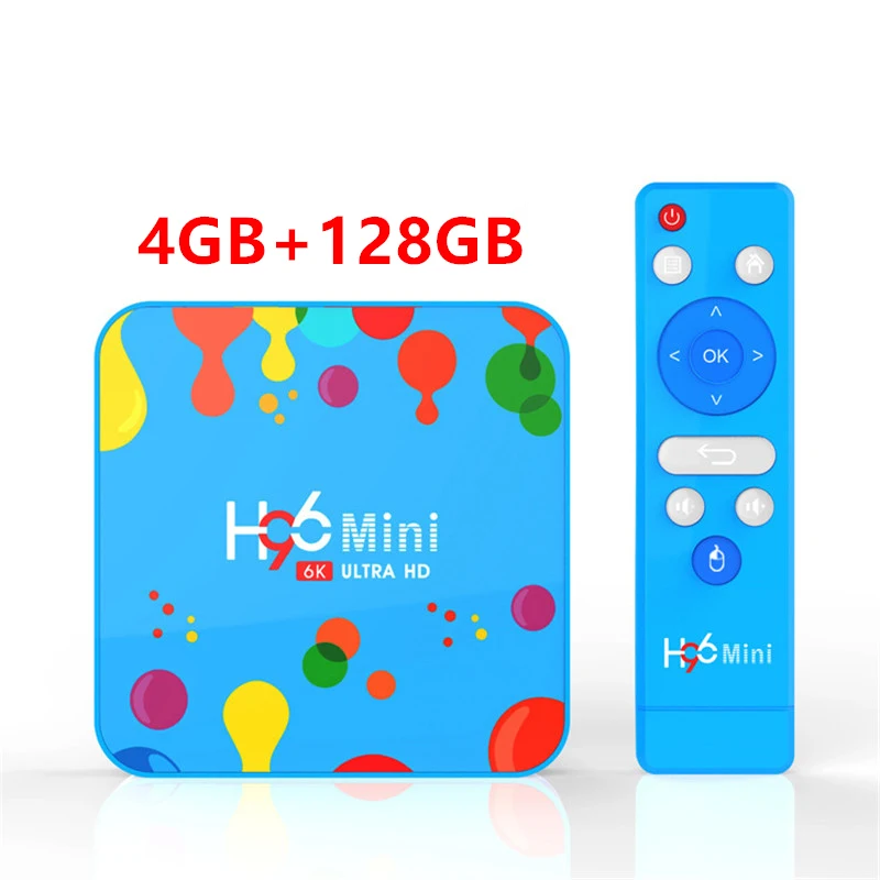 4gb 128gb H96 Мини Android 9,0 ТВ приставка Allwinner H6 четырехъядерный процессор поддержка 6K ТВ приставка 4 Гб ram 32 ГБ/128 Гб rom Bluetooth Wifi телеприставка - Цвет: 4gb 128gb