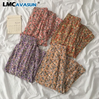 

LMCAVASUN Retro wild elastic high waist a-line skirt summer 2020 new women's Korean version of loose floral long skirt