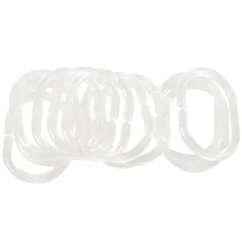 

New 12Pcs Plastic Bathroom Shower Curtain Hooks Rings - Clear