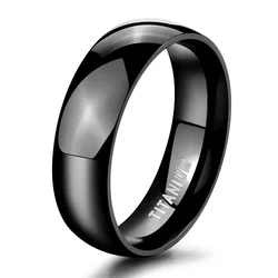 Sleek Polished Silver Titanium Minimalist Women's Wedding Band Ring - 8 (Black 6mm)