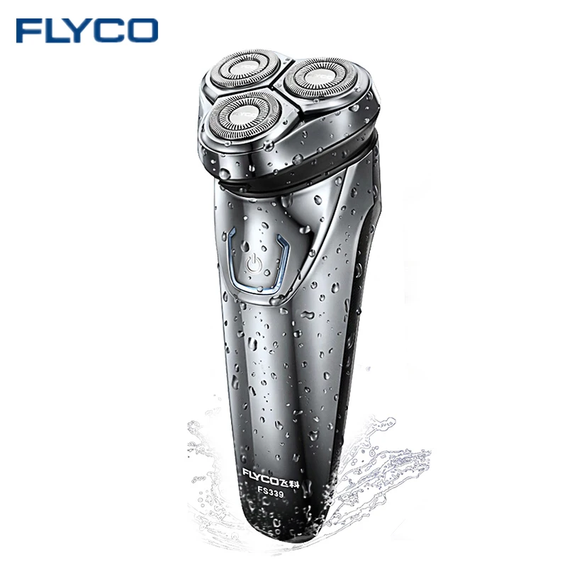 FLYCO FS339 мужские s электробритвы беспроводной станок для бритья 3D плавающая режущая головка IPX7 корпус Водонепроницаемая Быстрая зарядка Мужская бритва - Цвет: Серебристый