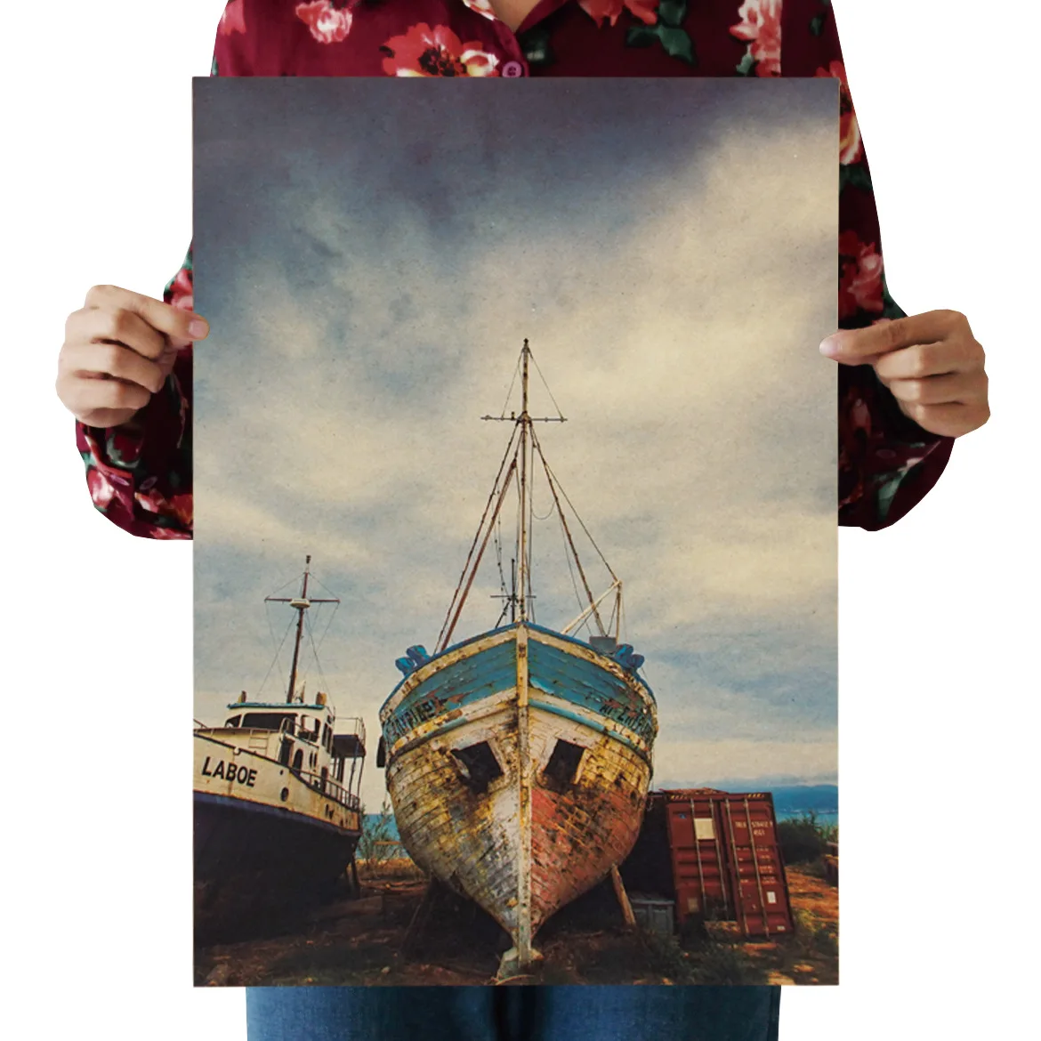 

[H011] Large Ship Nostalgic Retro Kraftpaper Poster Indoor Bar Cafe Decorative Painting