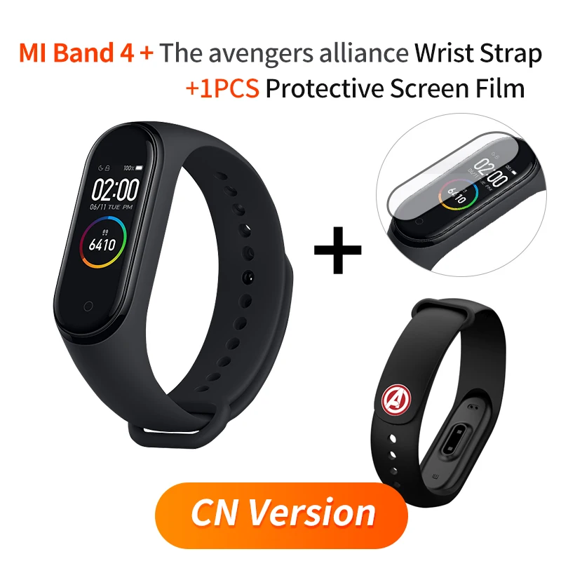 The Avernger Xiaomi Mi смарт-браслет 4, фитнес-браслет, 135 мА/ч, цветной экран, Bluetooth 5,0, водонепроницаемый - Цвет: The Avernger