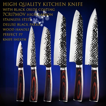 

High quality Utility 8'' kitchen Knives 7'' Cleaver fixed chef knife kitchen tools Santoku Slicing Damascus Bread Knives Gif