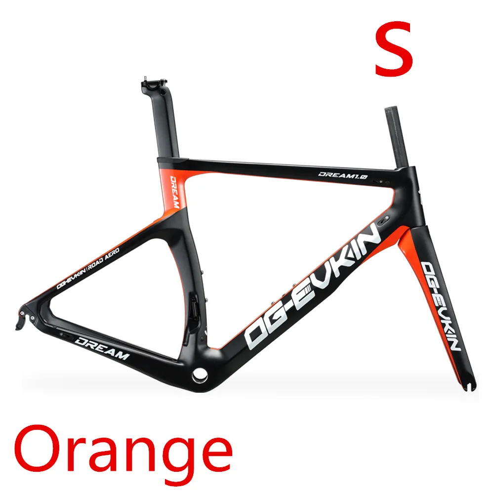 OG-EVKIN CF024 дороги углерода рама Di2 и механические углерода раме велосипеда дороги велосипеда гоночный велосипед рама вилка+ подседельный+ гарнитура - Цвет: CF-024-Orange-S