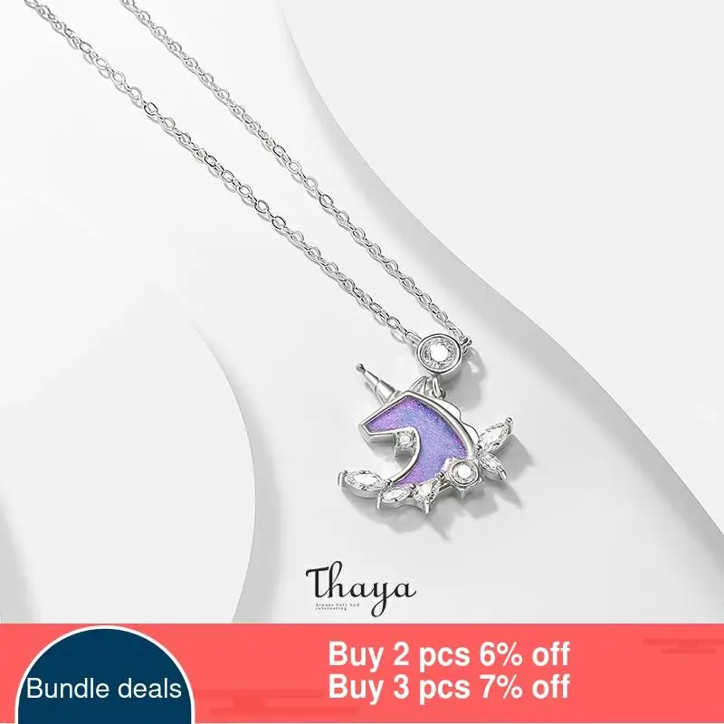 Thaya Design-collar con colgante de unicornio para mujer, de Plata de Ley 925 auténtica, joyería fina, regalo ► Foto 2/6