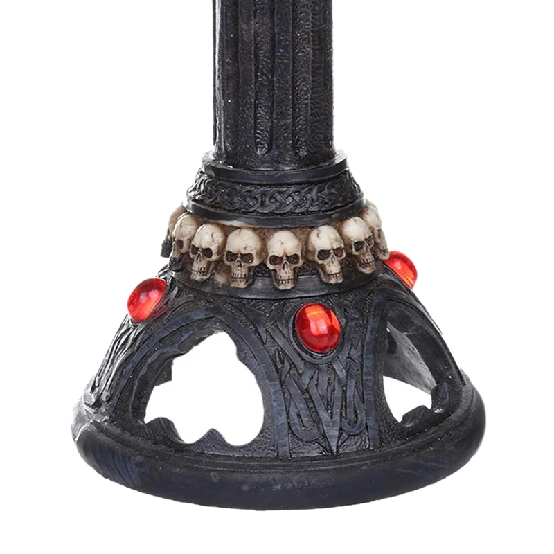 AFBC Halloween Skull Candlestick Holder Scary Resin Skull Candlestick Ornament Halloween Party Decoration Props