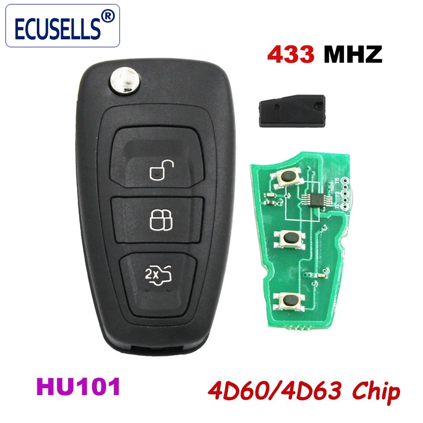 3 кнопки Smart Remote Key 433 МГц 4D60/4D63 чип для Ford Focus MK3 и T6 Ranger HU101 Blade|Ключ от авто| |