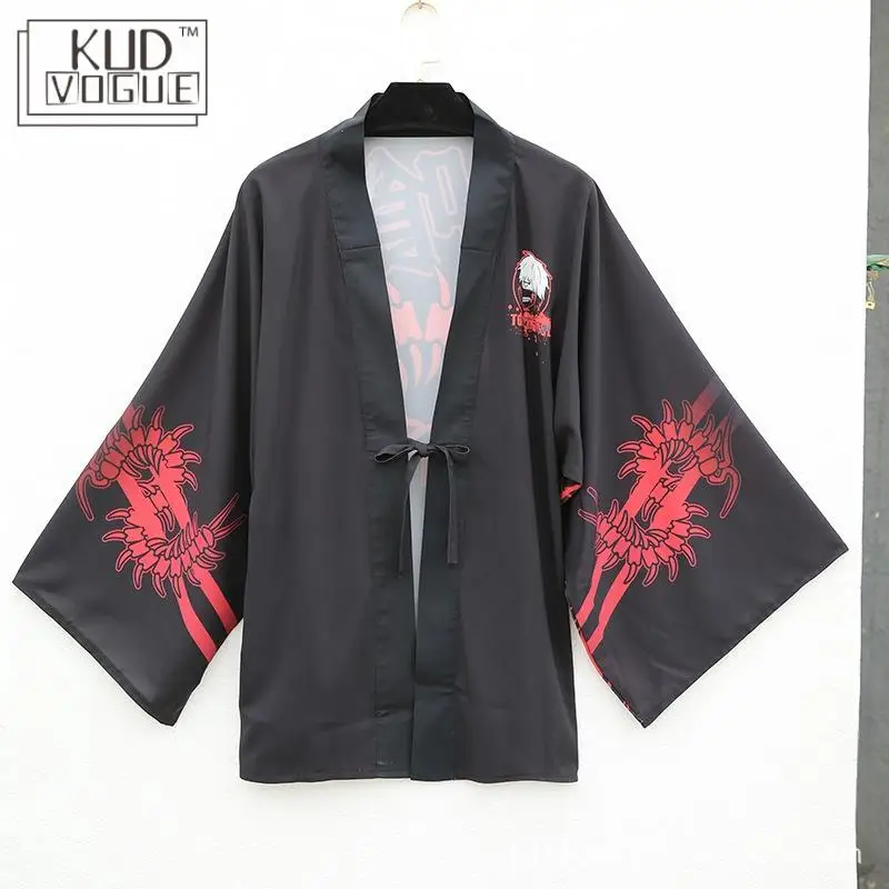 Аниме Токийский Гуль Kaneki Ken черное японское кимоно юката косплей костюм плащ