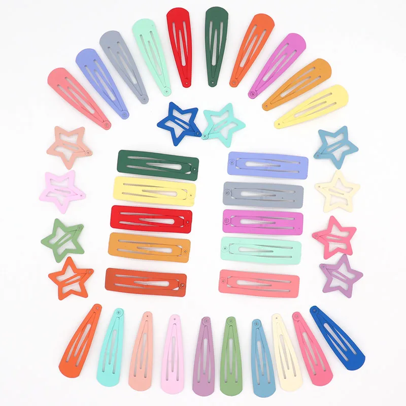 

10Pcs Big Size Matte Solid Color Metal Hairgrip Girls Snap Hair Clips For Children Hair Accessories Women Barrettes Clip Pins