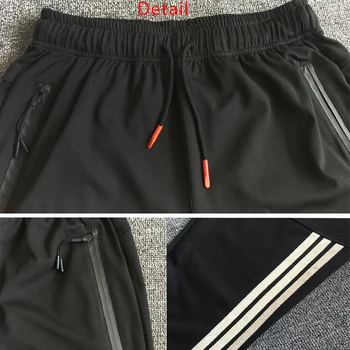 Gym Men's Sport Running Pants Stripes Zipper Pockets Training Pants Workout Athletic Football Soccer Gym Pants Men Sweatpants 6