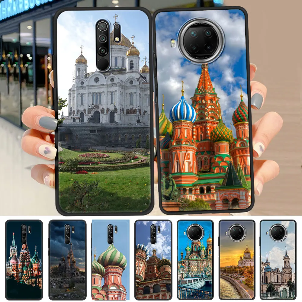 Россия Москва замок чехол для Xiaomi Redmi Note 9S 8 9 7 10 Pro Max 8T 9C 9T 9A 8A K40 Черная мягкая