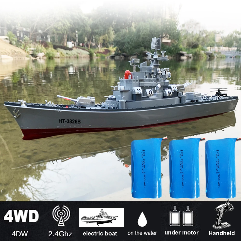 (Multi-batteries) 1:250 Scale Remote Control Battleship Warship Boats Large Rc Ship Electric Battle Military Toys 22.5inch | Игрушки и