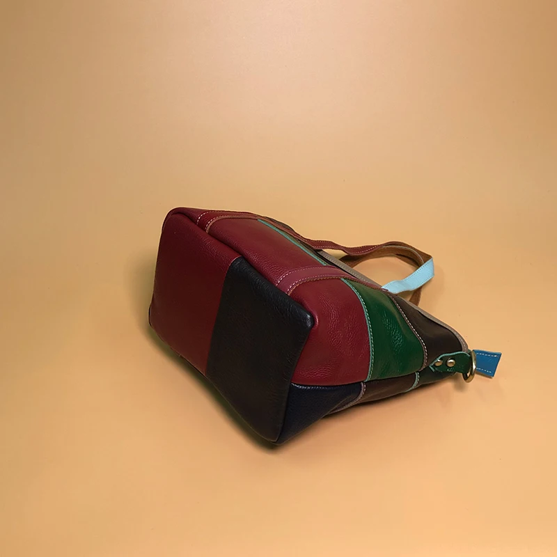 Women's Multicolored Stitching Leather Famous Women's Bag Designer Handbag Deluxe Women's Bag
