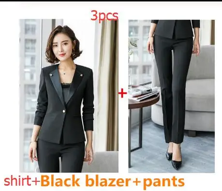 3pcs withshirt 3 шт., женские костюмы с юбкой и пиджаком, винтажная рабочая одежда, официальный костюм для интервью, женская одежда, Женский костюм из синтетической ткани - Цвет: 3pcs withshirt