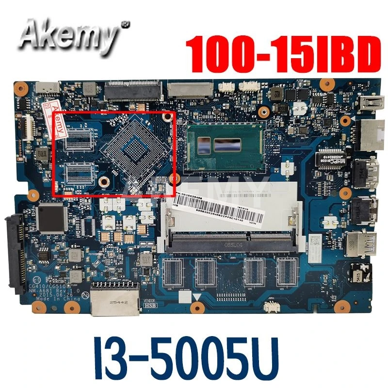 NM-A681 motherboard For Lenovo Ideapad 100-15IBD 100 15IBD CG410/CG510 NM-A681 notebook motherboard pentium I3-5005U 100% TEST