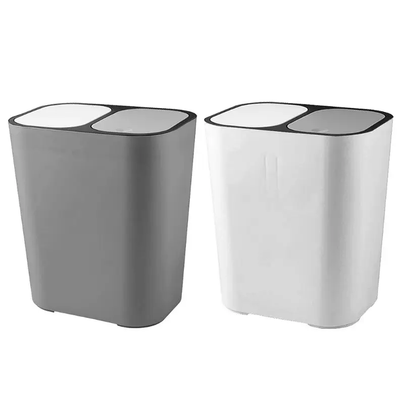 

Bathroom Kitchen Trash Can Garbage Wastebaske Classified Dry and Wet Two-Class Rubbish Bin with Lid