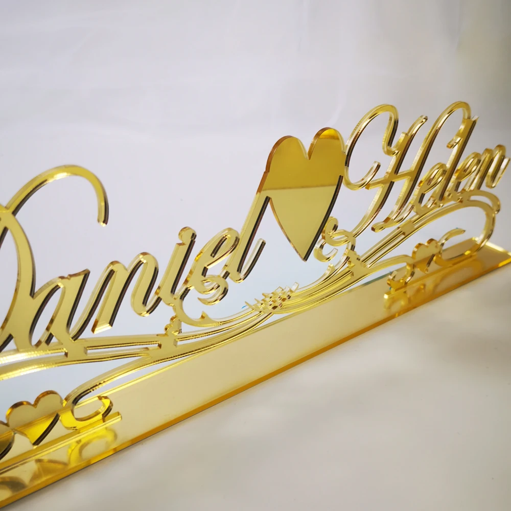 Custom Mirrored Name for Table Decor Acrylic Mirror Tableshow Wedding Decoration on Desktop Personalized Valentines Day Anniversary Decor (4)