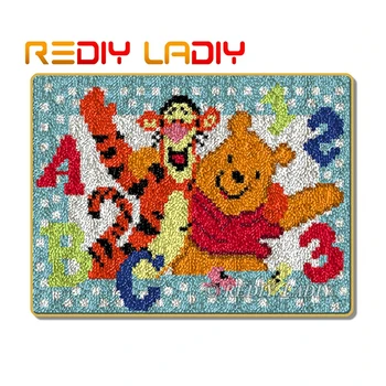 

Latch Hook Rug Kits Crocheting Carpet Rug Winnie & Tiger Acrylic Yarn Pre-Printed Canvas Cushion Mat DIY Crochet Tapestry Crafts