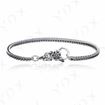 

YinDX 100% 925 Sterling Silver Couple Bracelet Retro Pattern Lobster Buckle Bracelet Suitable For Matching Beaded Party