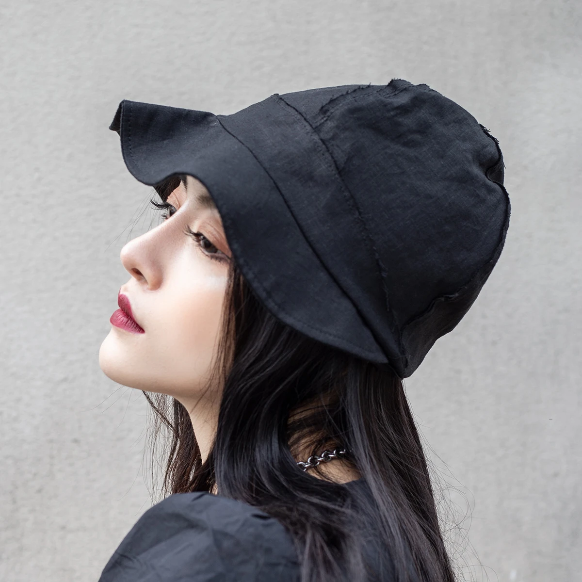 [DEAT] New Autumn Winter Round Dome Fold Split Joint Burr Temperament Fishermen Hat Women Fashion Tide All-match JW52 - Цвет: black