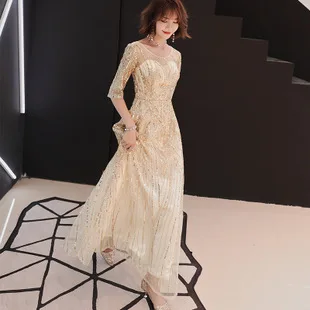 Evening Gown New Style Bride Marriage Dress for Toast Host Banquet Dress Long Bridesmaid Dress Slim Fit Slimming