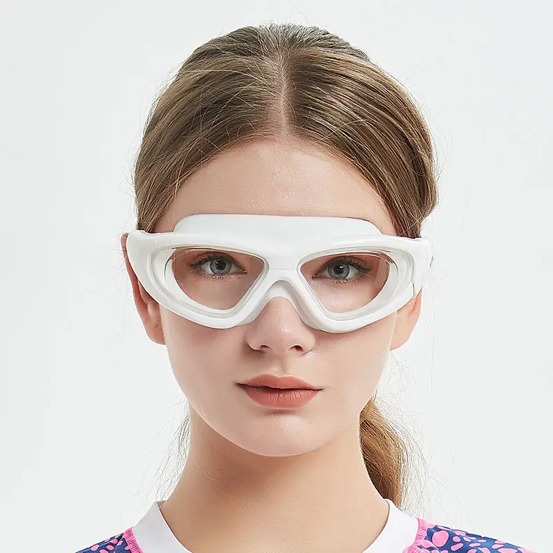 

Goggles Adult Children Waterproof Anti-fog Swimming Glasses Swimming Equipment Transparent Big Box Myopia Electroplated