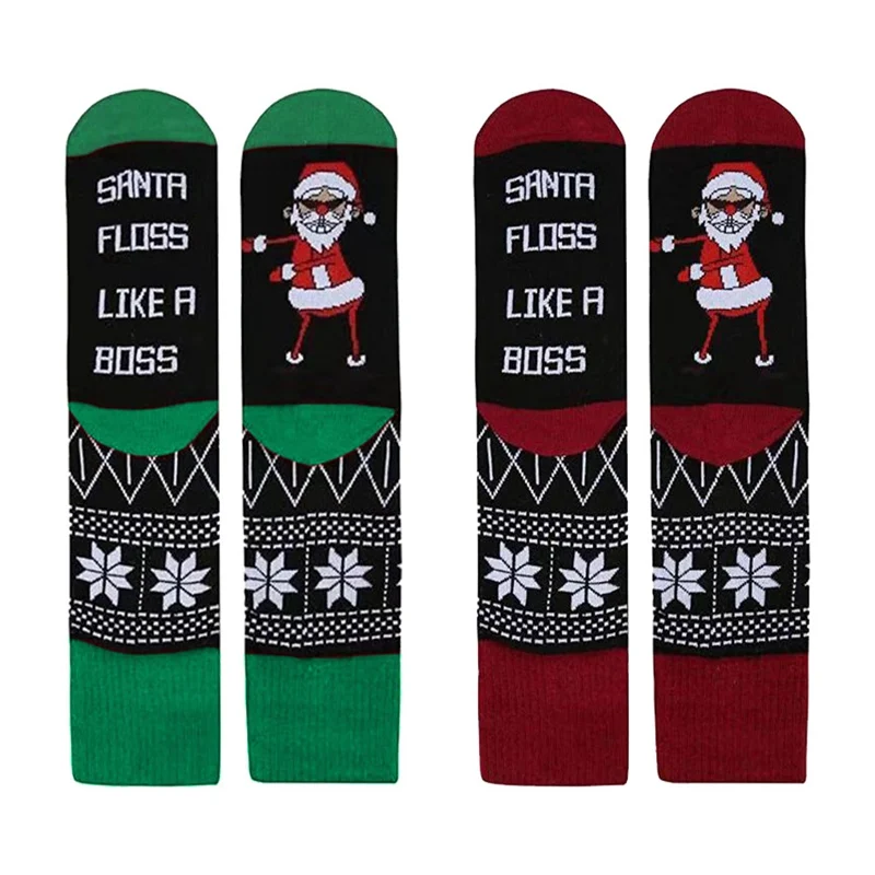 Новинка, рождественские носки, Санта-нить, как босс, носки для женщин и мужчин, Осень-зима, Теплые повседневные короткие носки