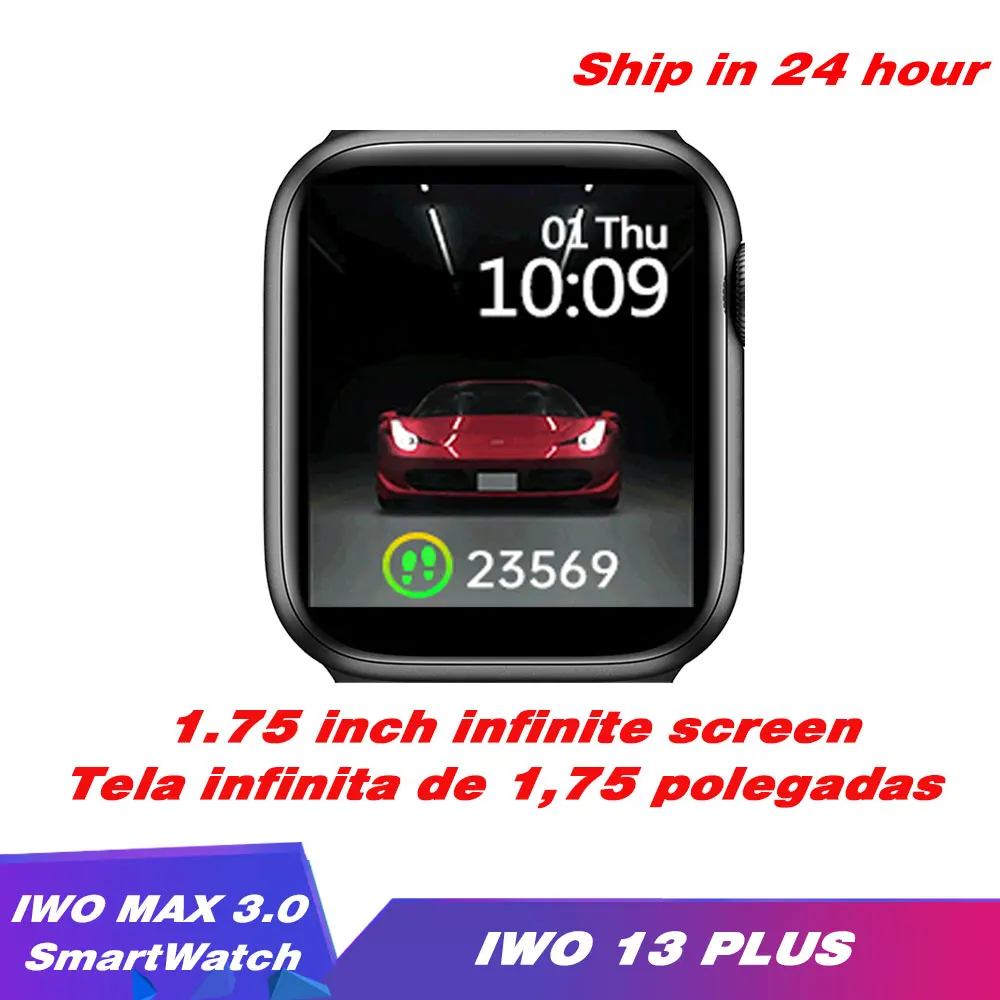 2021 New IWO13 PLUS IWO MAX 3.0 Smart Watch 1.75 inch DIY Faces Spin Two Button Bluetooth Call Sport Watch Waterproof Smartwatch