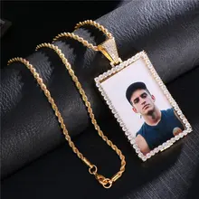 Новинка 2021 ожерелье с фото на заказ кулон квадратным золотом