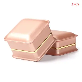 

Ring Box Square Jewelry Case with LED Lighted for Proposal Engagement Gift Ring Box