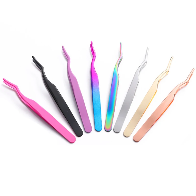 Stainless Steel Eyelash Tweezers Lash Applicator Extension Supplies Makeup Tools Eyebrow Tweezers