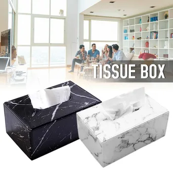 

Tissue Box Holder Rectangular Napkin Holder Pumping Paper Case Dispenser Marble for Home Office Car Decore Facial Tissue Holder
