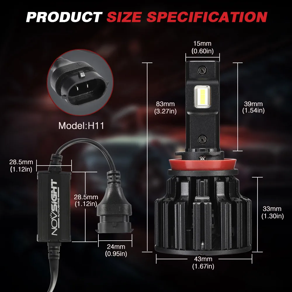 NOVSIGHT автомобилей головной светильник H4 светодиодный H7 12v 6000K H8 H9 H11 9005/HB3 9006/HB4 100W 20000LM Авто противотуманных фар с возможностью креативного светильник лампы с can-bus