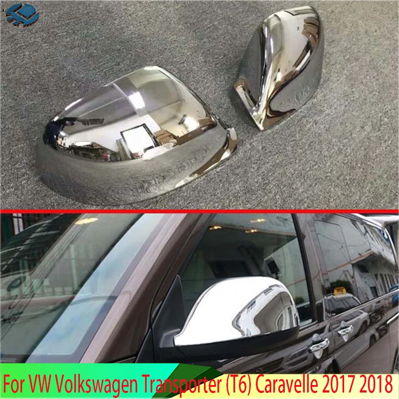 

For VW Volkswagen Transporter (T6) Caravelle 2017-2022 ABS Chrome Door Side Mirror Cover Trim Rear View Cap Overlay Molding