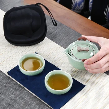 

Chinese Kung Fu Tea Set Ceramic Portable Teapot Set Outdoor Travel Gaiwan Tea Cups of Tea Ceremony Teacup Fine Gift