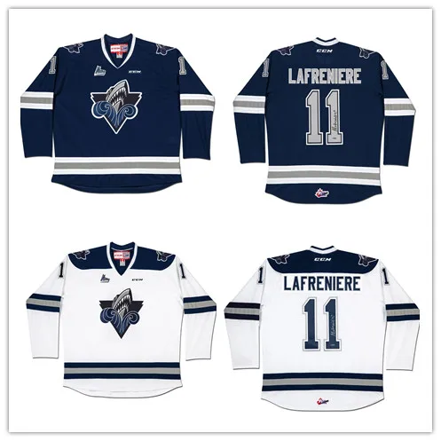 Футболка Алексиса латренерка #11 Rimouski Oceanic CHL Мужская темно-синяя белая Хоккейная с