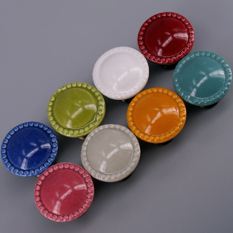 

1x Various Color Ceramic Wardrobe Hardware Ancient Style Button Knobs Garden Euro-Style Retro Porcelain Drawer Door Pull Knobs