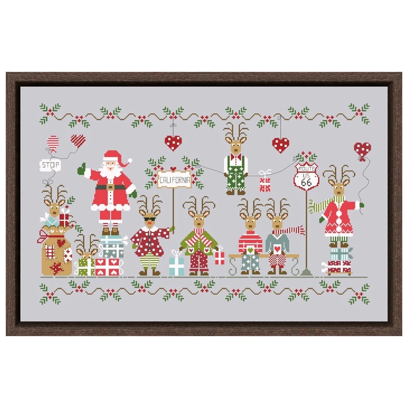 

Набор для вышивки крестиком «Санта на дороге», картина из мультфильма, дизайн 18 карат, 14 карат, 11 карат, серебристая вышивка на холсте «сделай сам»