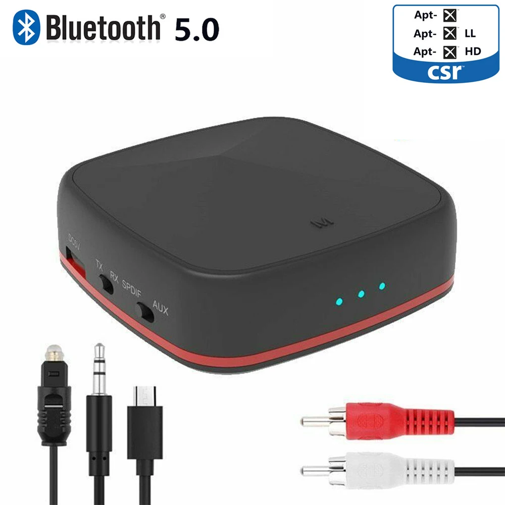 

Bluetooth 5.0 Transmitter Wireless Receiver HIFI Stereo Audio Aptx HD Receptor with Digital Optical Toslink/SPDIF/AUX Adapter
