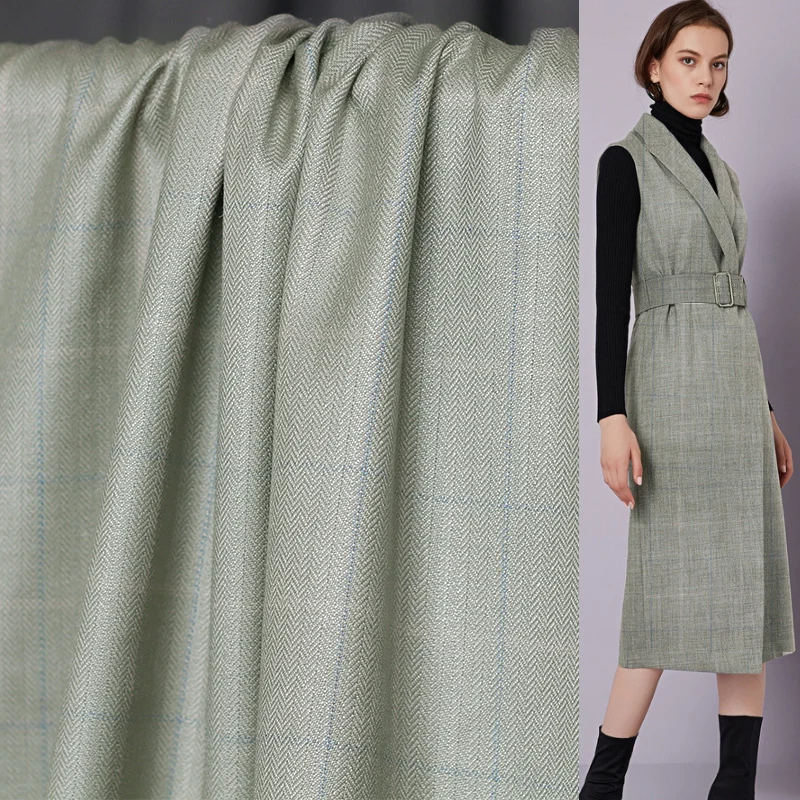 

The Cloth Japanese Herringbone Plaid Worsted 100%Wool Fabrics Garment Material Autumn Women Jacket Sewing Cloth Freeshipping