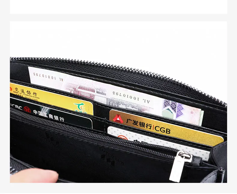 Wmnuo Brand Wallet Men Woven Genuine Leather Cow Coin Purse Card Holder Man Zipper Long Wallet For Men Large Capacity Hot