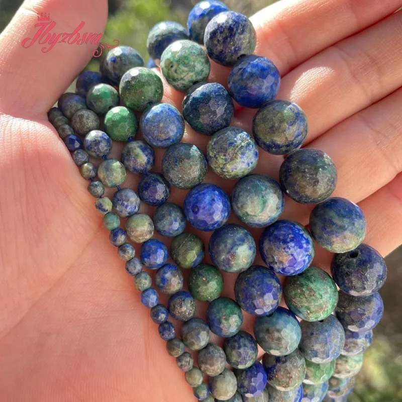 

Faceted Round Malachite Lapis Lazuli Natural Stone Beads for DIY Women Men Accessories Necklace Bracelet Jewelry Making 15"
