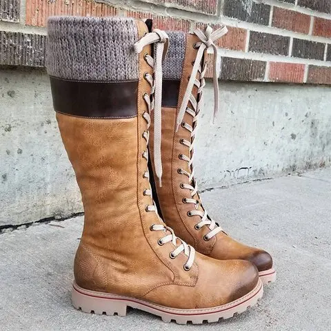 Vogue Nice Leather Women Boots Autumn Winter Chunky Ladies Boots For Women Shoes Winter Boots Women Botines Mujer