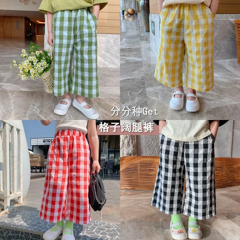 Girls pants spring summer clothes new thin anti mosquito children&#39s casual baby kids girls plaid trousers P4 244 | Детская одежда