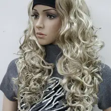 Мода Оранжевый Коричневый 3/4 парик с оголовьем вьющиеся Длинные Синтетические Женские полупарик