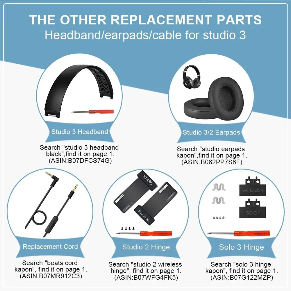 for Studio 3 Hinge Parts Accessories Headband Connector Repair Kit Compatible with Beats by Dre Studio 3 0 Wireless Headphones